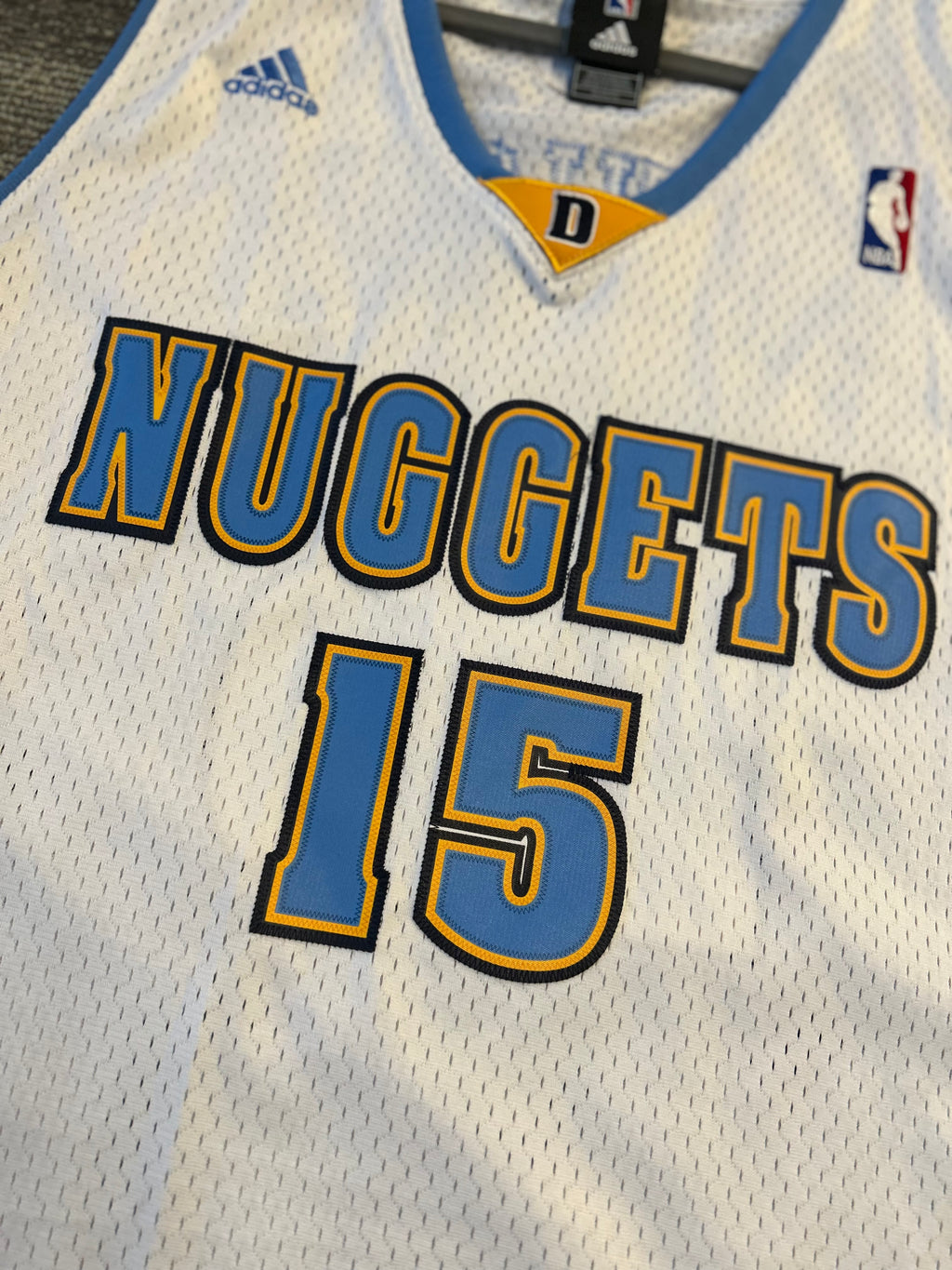 Vintage Denver Nuggets Carmelo Anthony Adidas White Jersey Size XL+2 #15 NBA