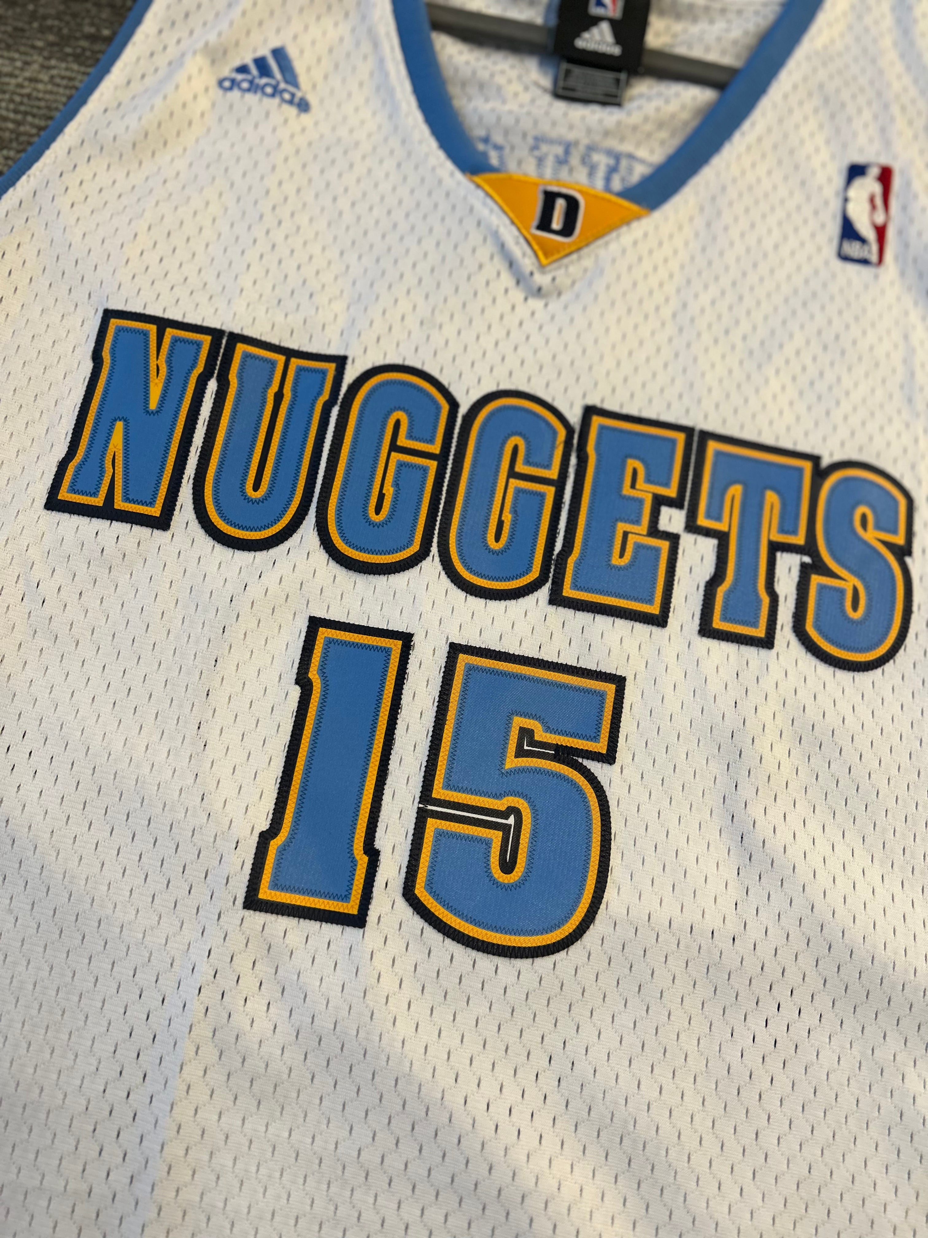 Vintage Denver Nuggets Carmelo Anthony Adidas White Jersey Size XL+2 #15 NBA