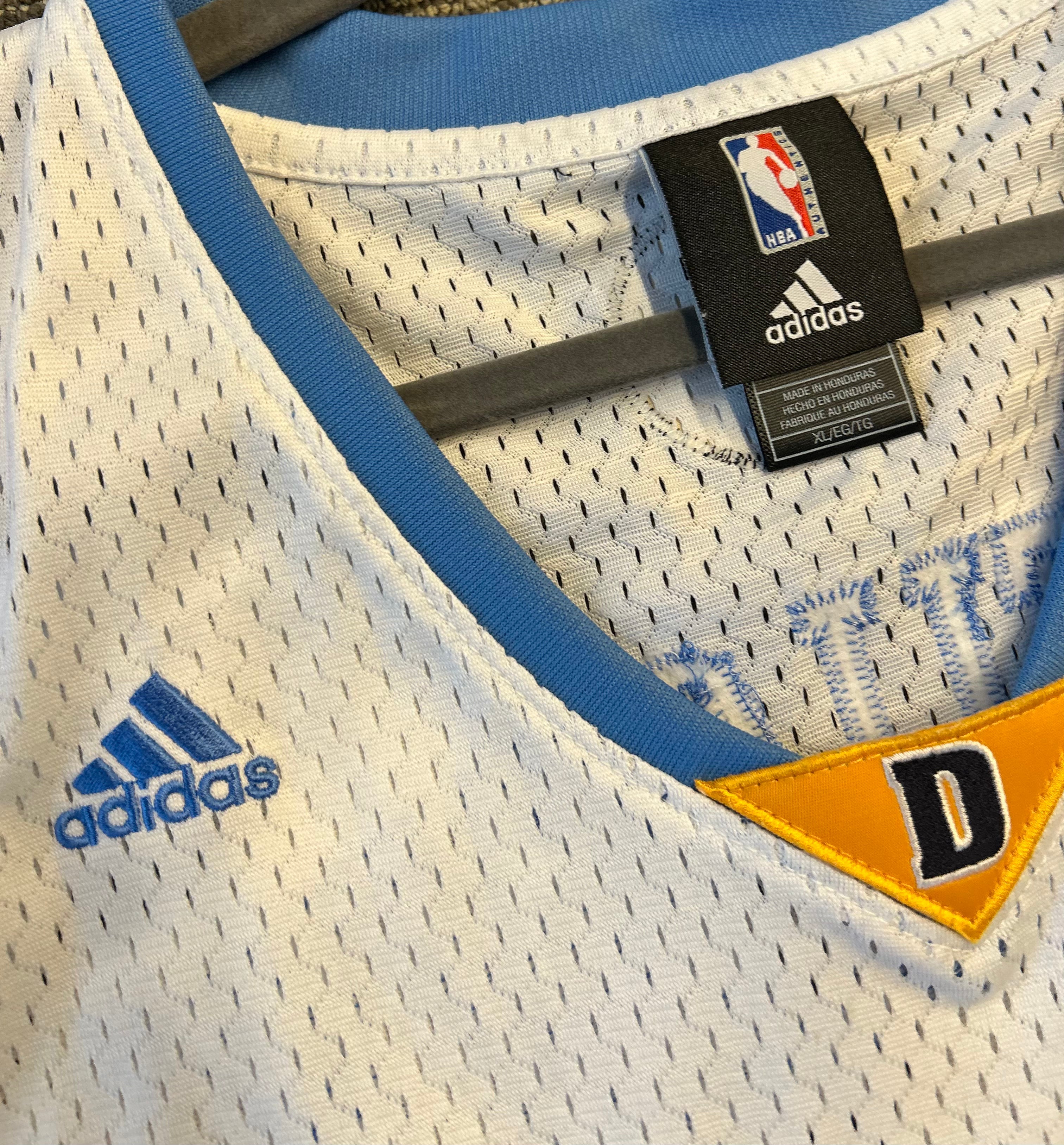 Vintage Denver Nuggets Carmelo Anthony Adidas White Jersey Size XL+2 #15 NBA