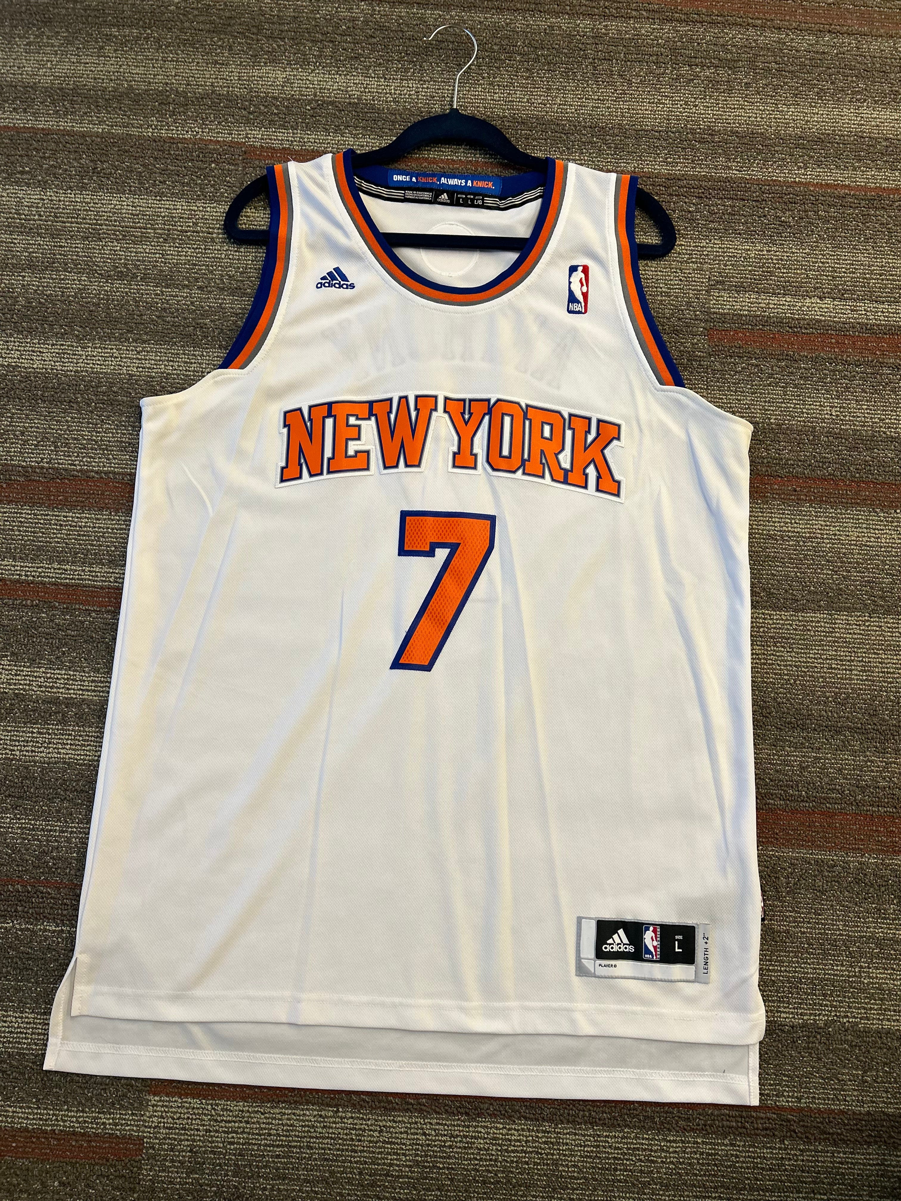 Adidas New York Knicks Carmelo Anthony Jersey Size Large White NBA #7 Authentic