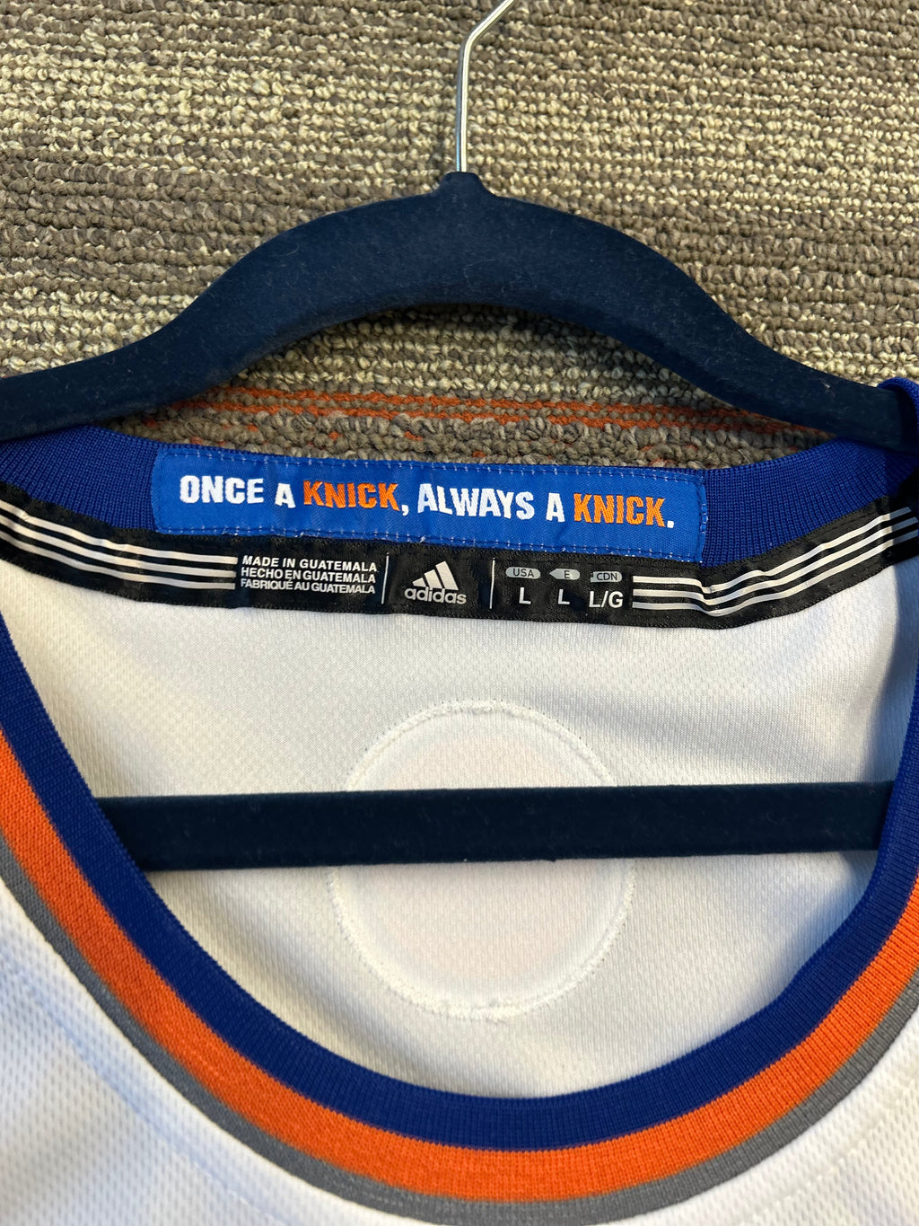 Adidas New York Knicks Carmelo Anthony Jersey Size Large White NBA #7 Authentic