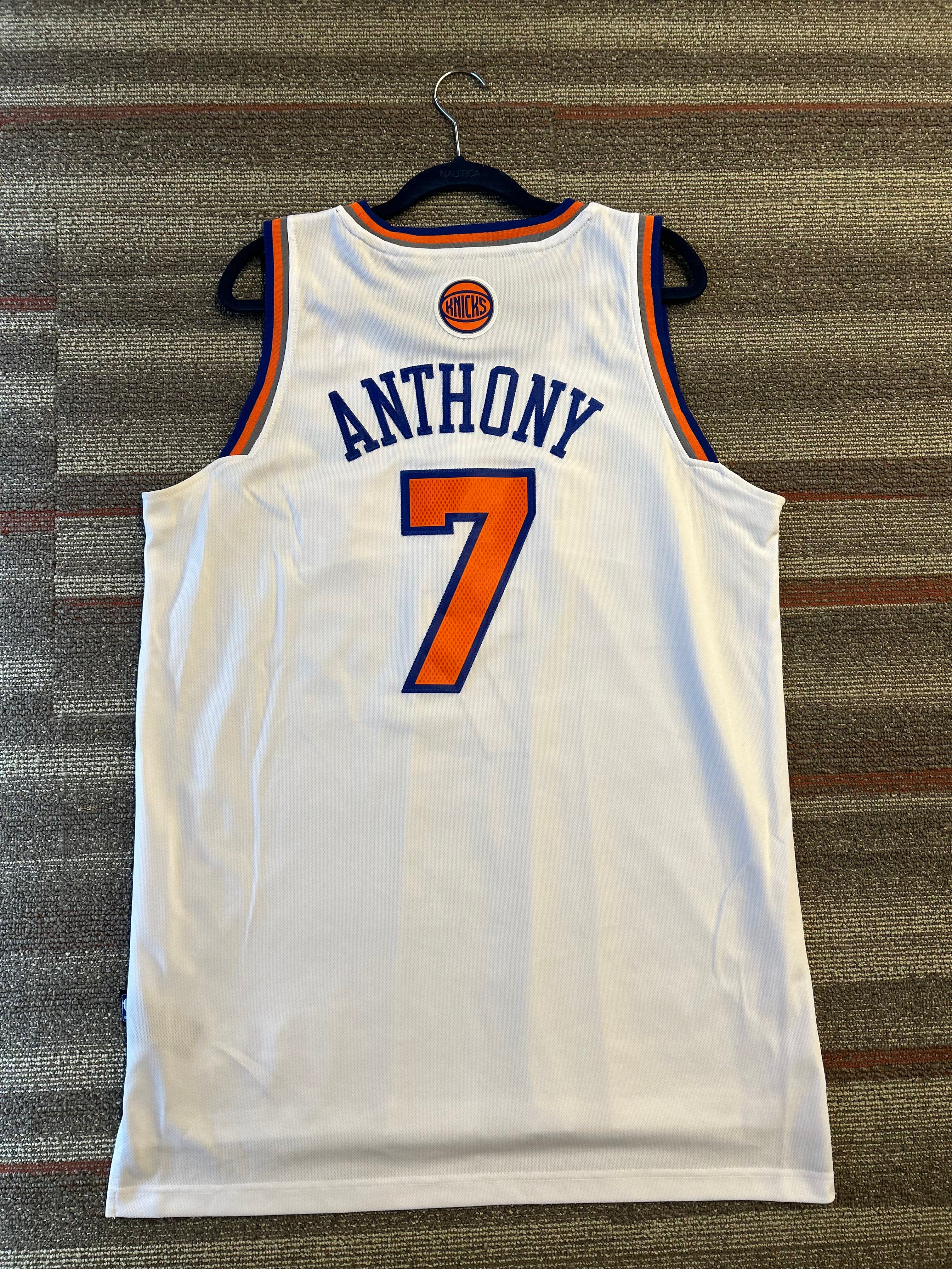 Adidas New York Knicks Carmelo Anthony Jersey Size Large White NBA #7 Authentic
