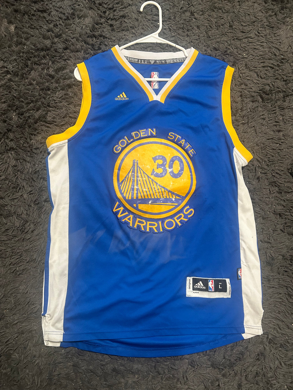 Golden State Warriors Jersey Mens Large NBA Stephen Curry 30 Adidas Swingman