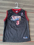 Allen Iverson Philadelphia 76ers Jersey Youth Size XL Reebok Black Authentic #3