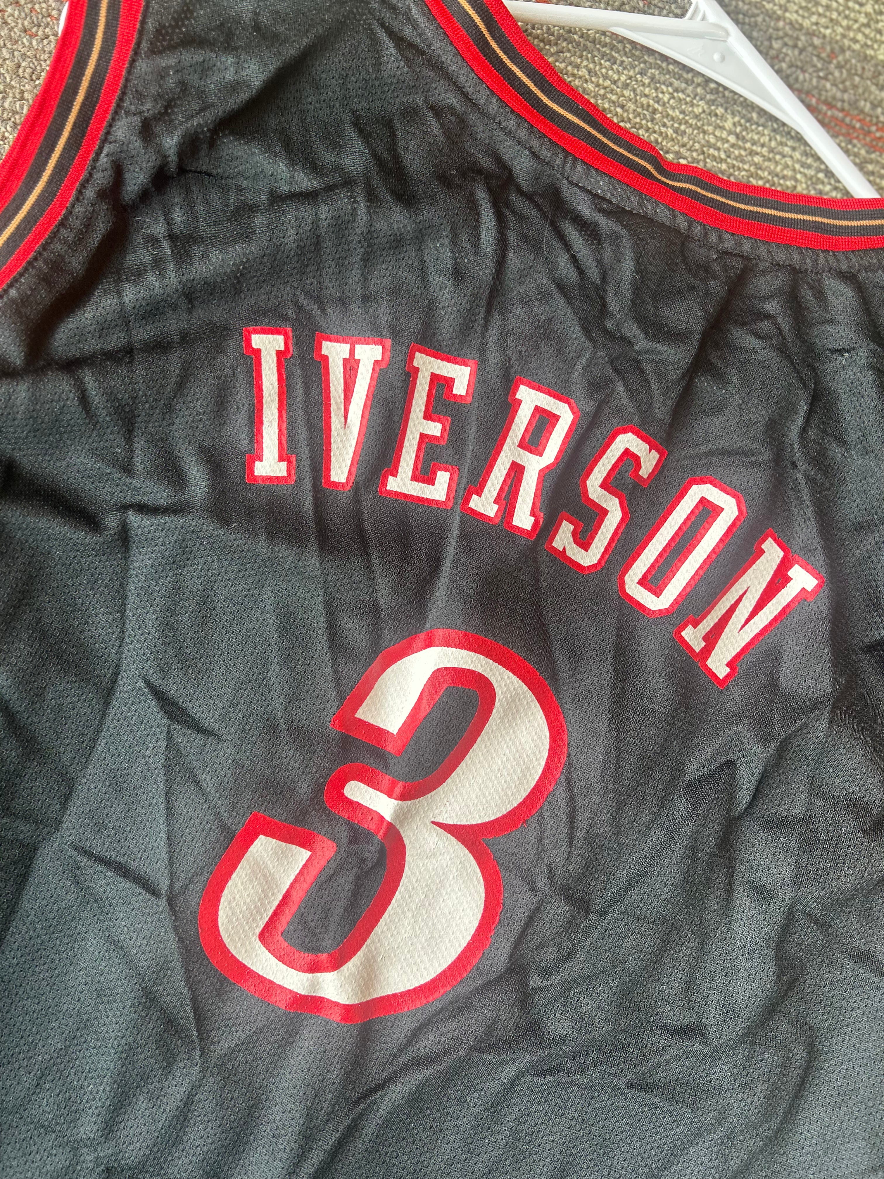 Allen Iverson Philadelphia 76ers Jersey Youth Size XL Reebok Black Authentic #3