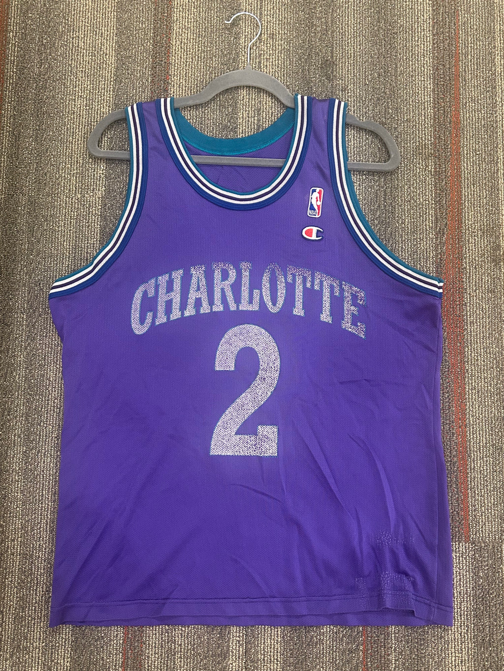 Larry Johnson Vintage Champion Size 40 Small Jersey Charlotte Purple