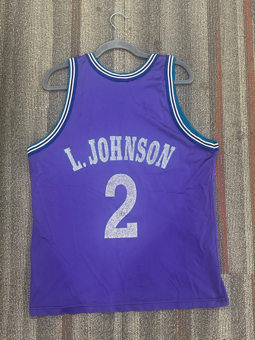 Larry Johnson Vintage Champion Size 40 Small Jersey Charlotte Purple