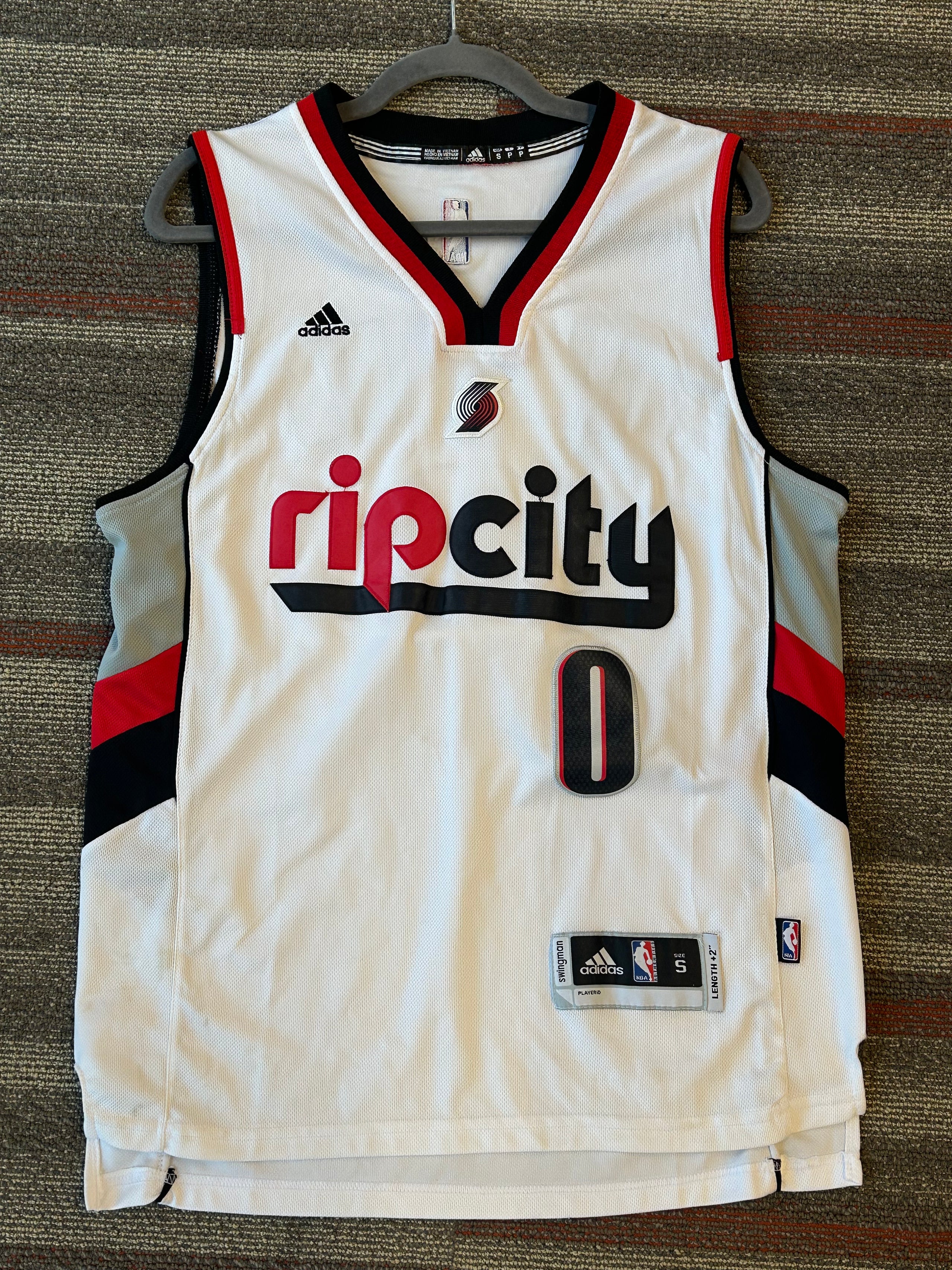 Damian Lillard RipCity Portland NBA Adidas Jersey Adult Small White