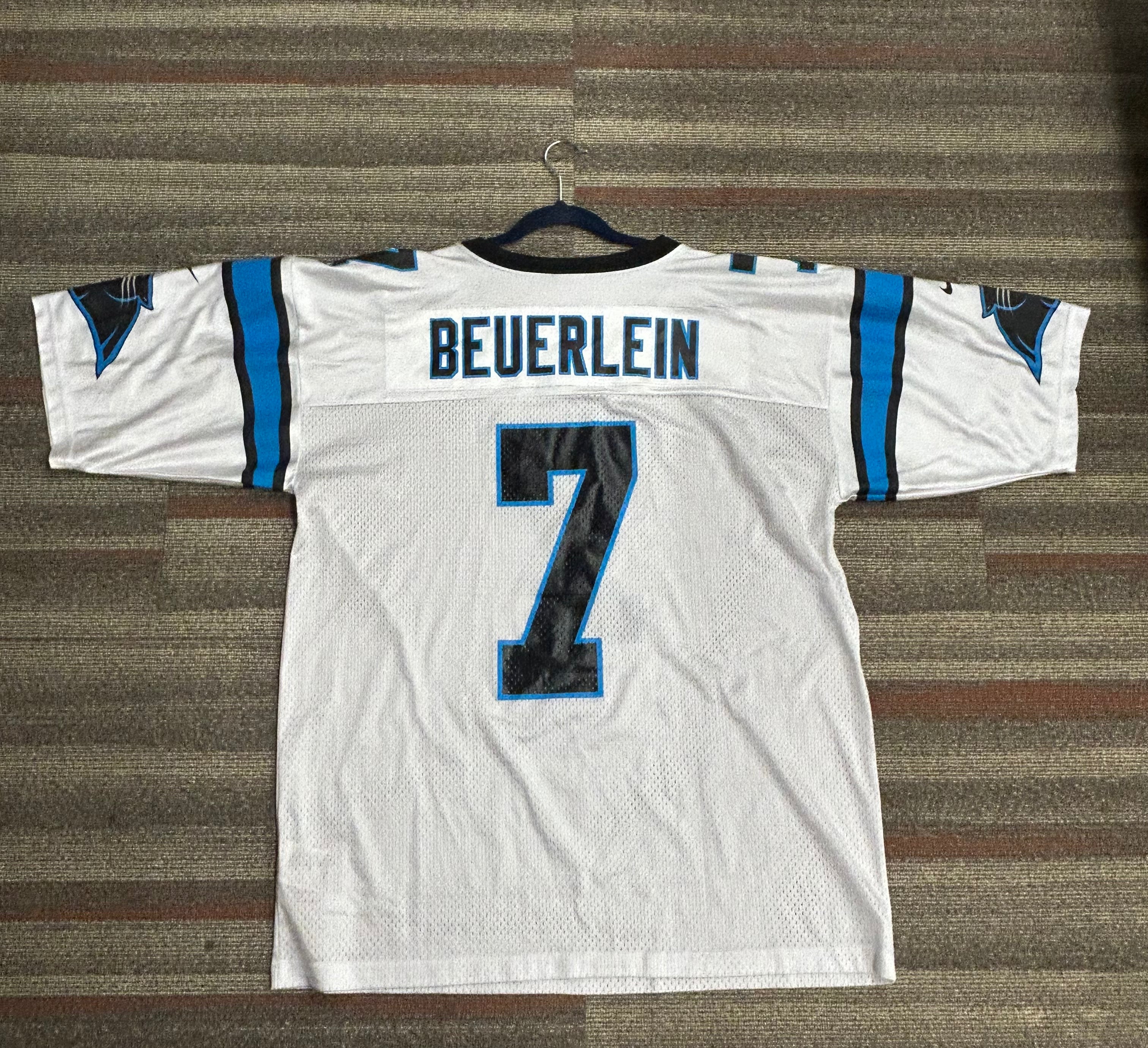 Nike Steve Beuerlein #7 Carolina Panthers Jersey Sz Large White Vintage NFL